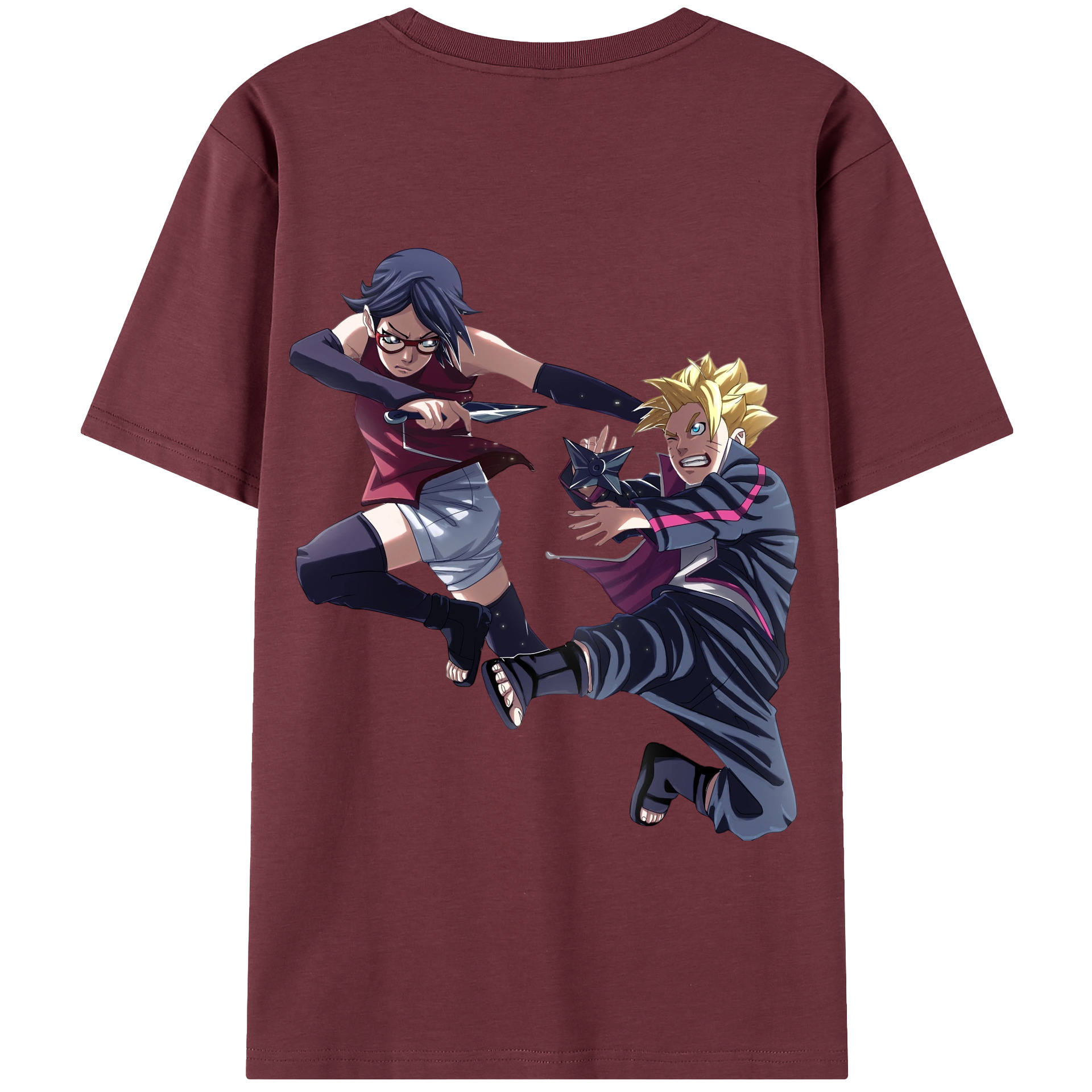 （画像用） NARUTO -ナルト- うちは サラダ Uchiha Sarada 綿100％半袖Tシャツ（背面プリント）